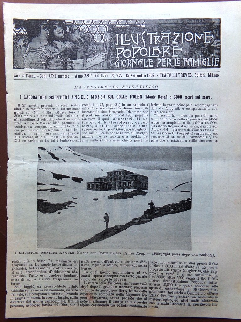 L'illustrazione Popolare 15 Settembre 1907 Eleonora Duse Angelo Mosso Sartorio