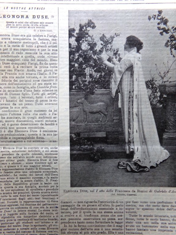 L'illustrazione Popolare 15 Settembre 1907 Eleonora Duse Angelo Mosso Sartorio