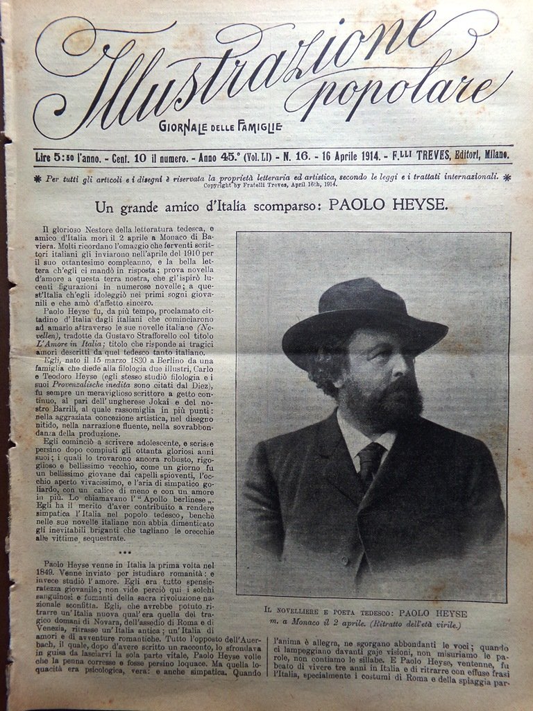 L'Illustrazione Popolare 16 Aprile 1914 Payl Heyse Femminismo Militare Streghe