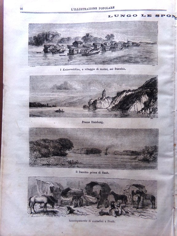 L'illustrazione Popolare 16 Dicembre 1869 Arkwright Sponde del Danubio Piramidi