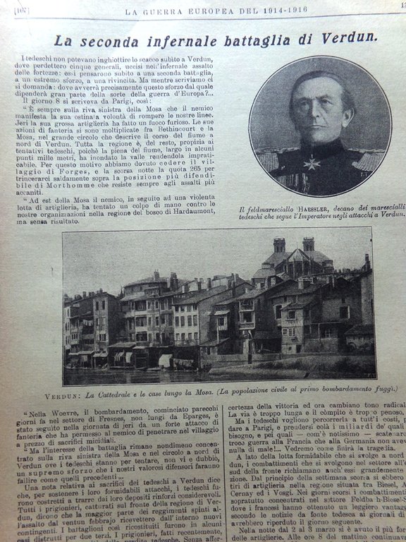 L'Illustrazione Popolare 16 Marzo 1916 WW1 Battaglia Verdun Carmen Sylva …