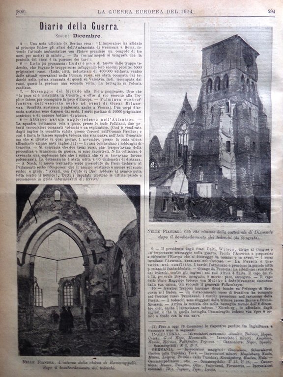 L'Illustrazione Popolare 17 Dicembre 1914 WW1 Lille Dixmude Lotta nelle …