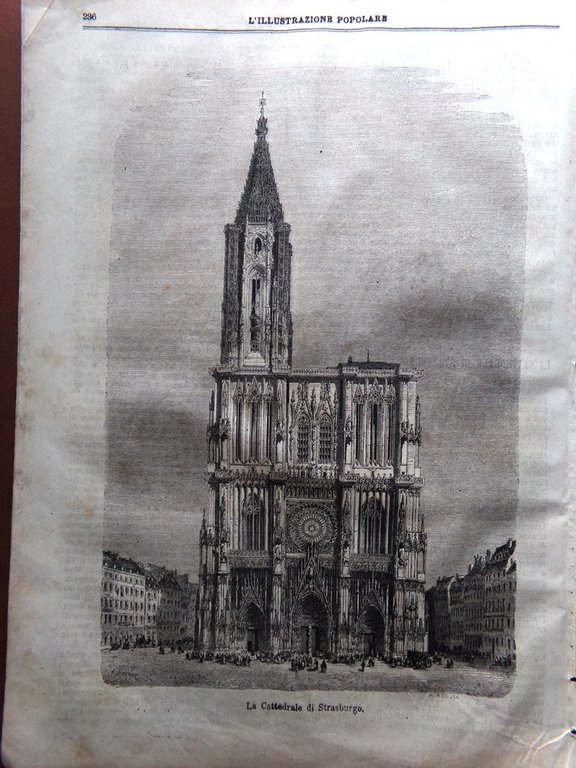 L'illustrazione Popolare 17 Febbraio 1870 Galilei Cattedrale di Strasburgo Rodi