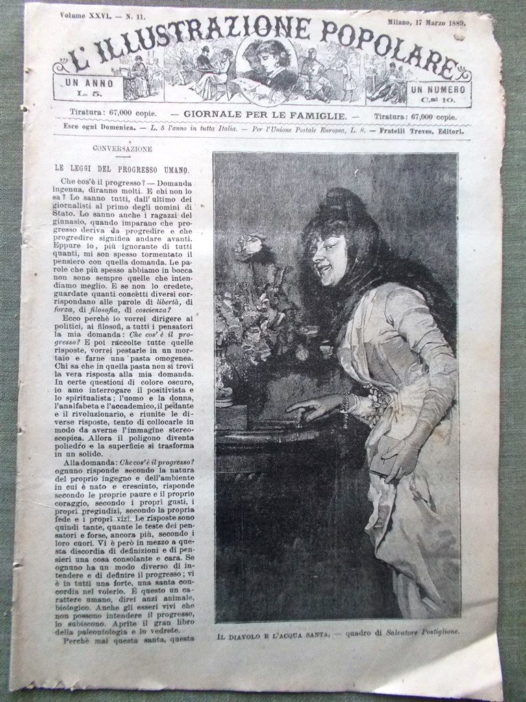 L'illustrazione Popolare 17 Marzo 1889 Postiglione Carrutti Amalfi Paolo Ferrari