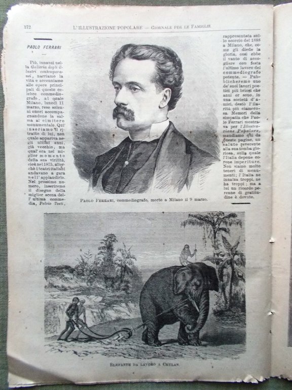 L'illustrazione Popolare 17 Marzo 1889 Postiglione Carrutti Amalfi Paolo Ferrari