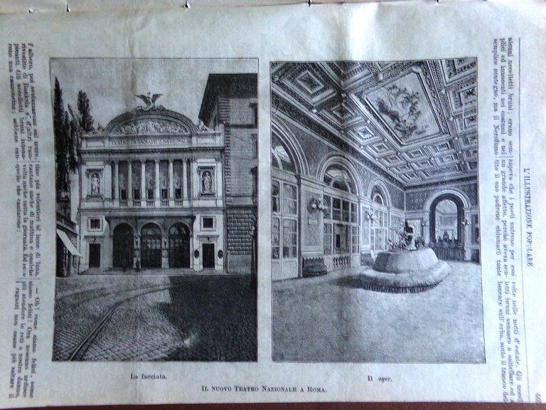 L'illustrazione Popolare 17 Ottobre 1886 Tromba Marina Teatro Roma Culto …