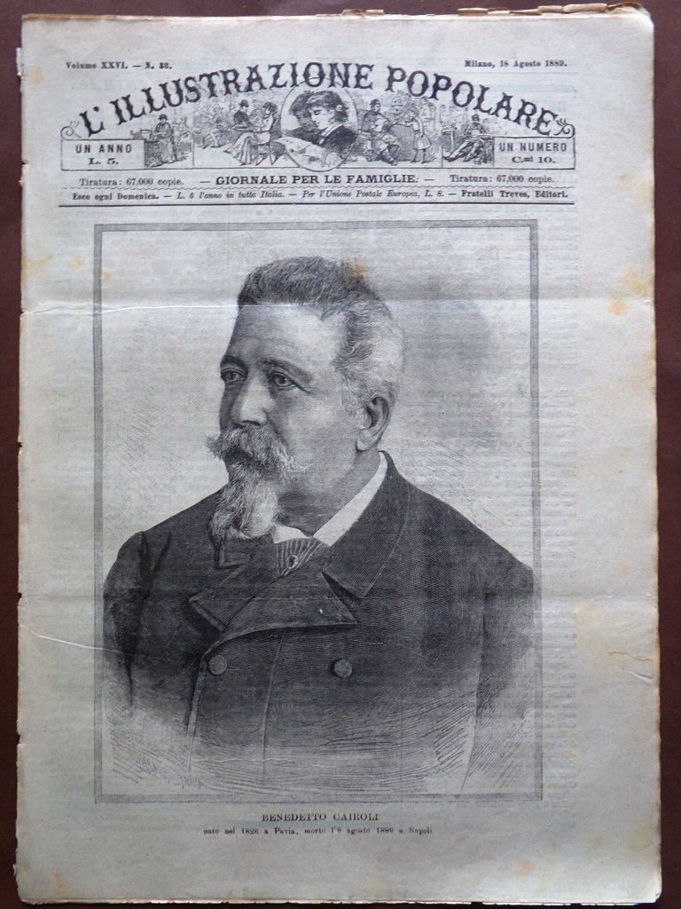 L'illustrazione Popolare 18 Agosto 1889 Morte Benedetto Cairoli Massaja Parigi