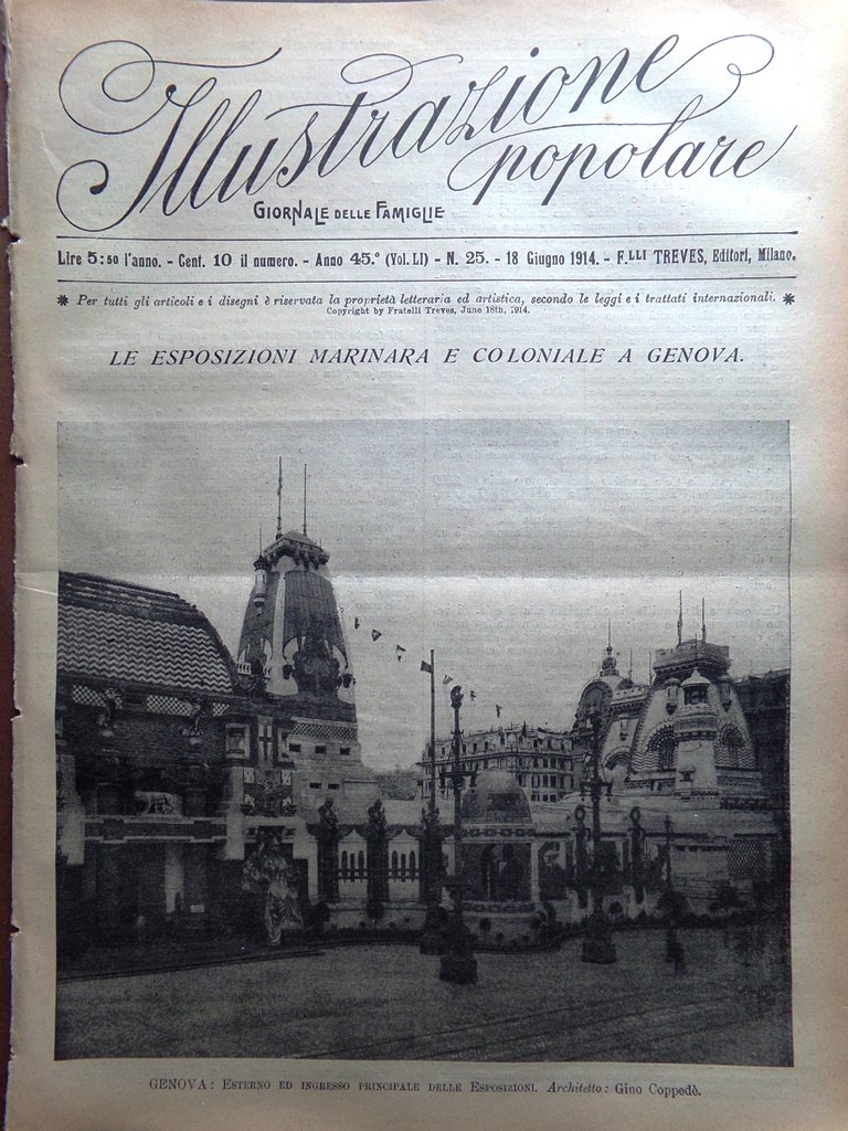 L'Illustrazione Popolare 18 Giugno 1914 Università Genova Goethe Napoleone Luisa