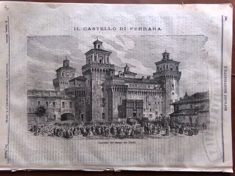 L'illustrazione Popolare 19 Gennaio 1871 Castello Ferrara Delegazione Spagnola