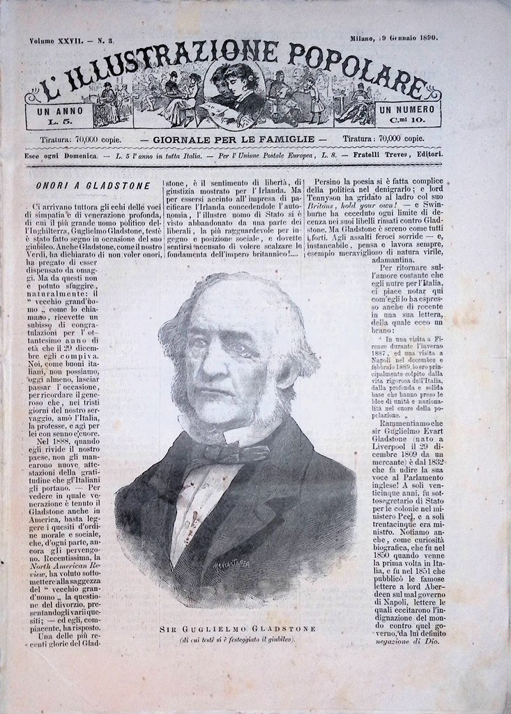 L'Illustrazione Popolare 19 Gennaio 1890 Gladstone Franceschi Miniere in Belgio