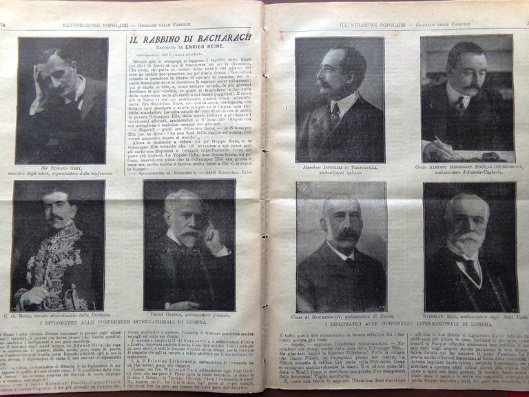 L'Illustrazione Popolare 2 Gennaio 1913 Giolitti Diplomatici Bersezio De Amicis