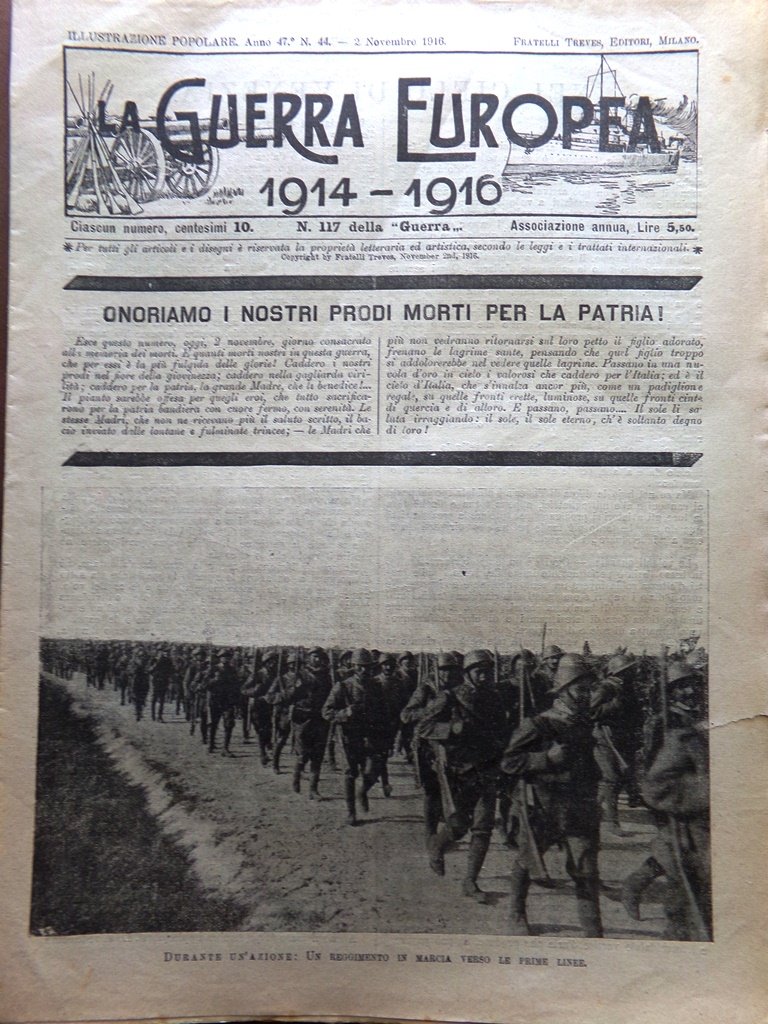 L'Illustrazione Popolare 2 Novembre 1916 WW1 Onore ai Caduti Stecchetti …