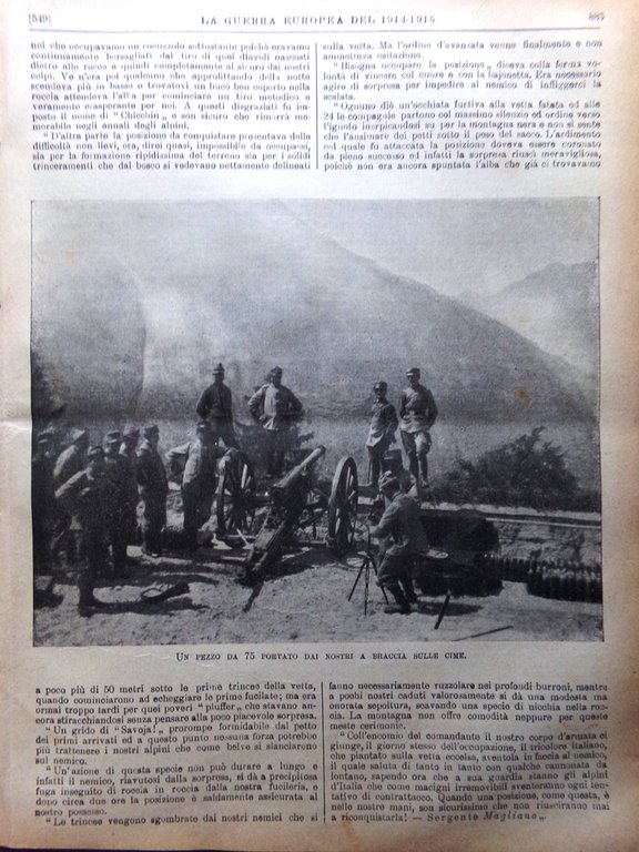 L'Illustrazione Popolare 2 Settembre 1915 WW1 Alpini Martino Castrozza Dalbono