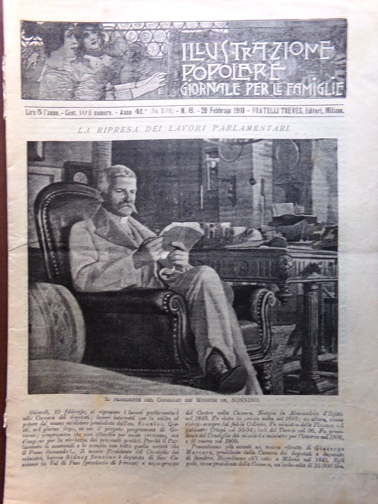 L'Illustrazione Popolare 20 Febbraio 1910 Tito Serra Laurenti Majorana Guifetti