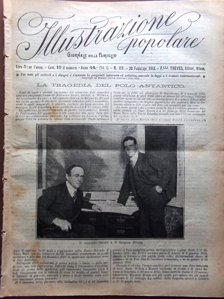 L'Illustrazione Popolare 20 Febbraio 1913 Morte Scott Evans Polo Musulmani …