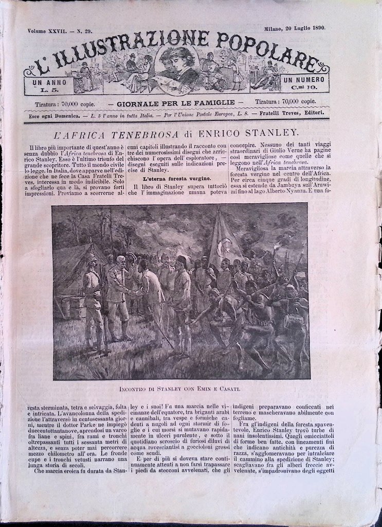 L'Illustrazione Popolare 20 Luglio 1890 Stanley Helgoland Fratelli Bandiera Cani