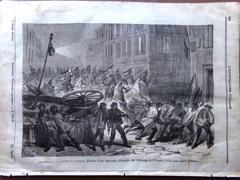 L'illustrazione Popolare 20 Marzo 1870 Jacquard Telaio Koenigstein Moti Parigi