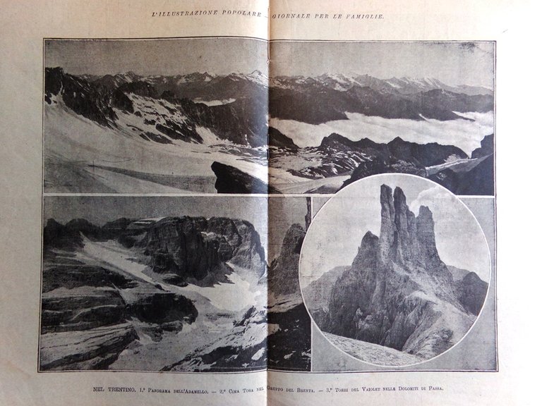 L'Illustrazione Popolare 21 Agosto 1910 Dolomiti Adamello Monte Pellegrino Alpi