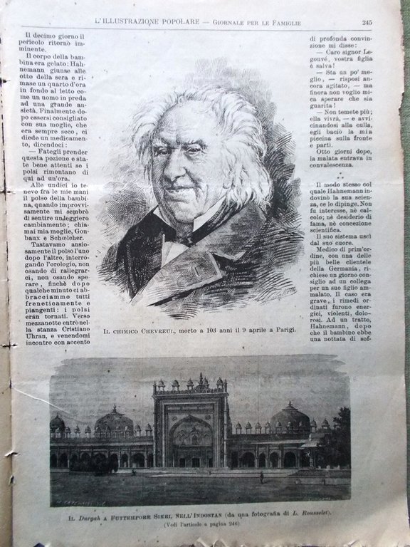 L'illustrazione Popolare 21 Aprile 1889 Chevreul Rontini Indostan Pasqua a …