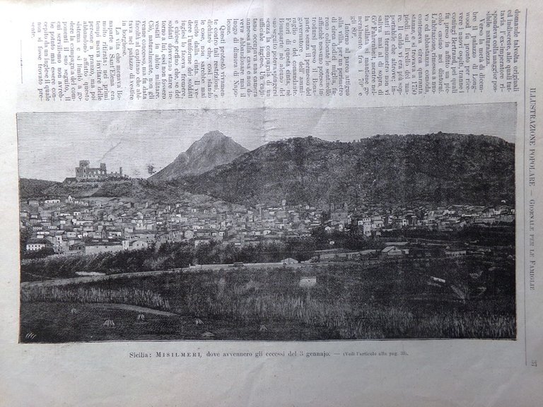 L'Illustrazione Popolare 21 Gennaio 1894 Misilmeri Commissario Sicilia Napoleone