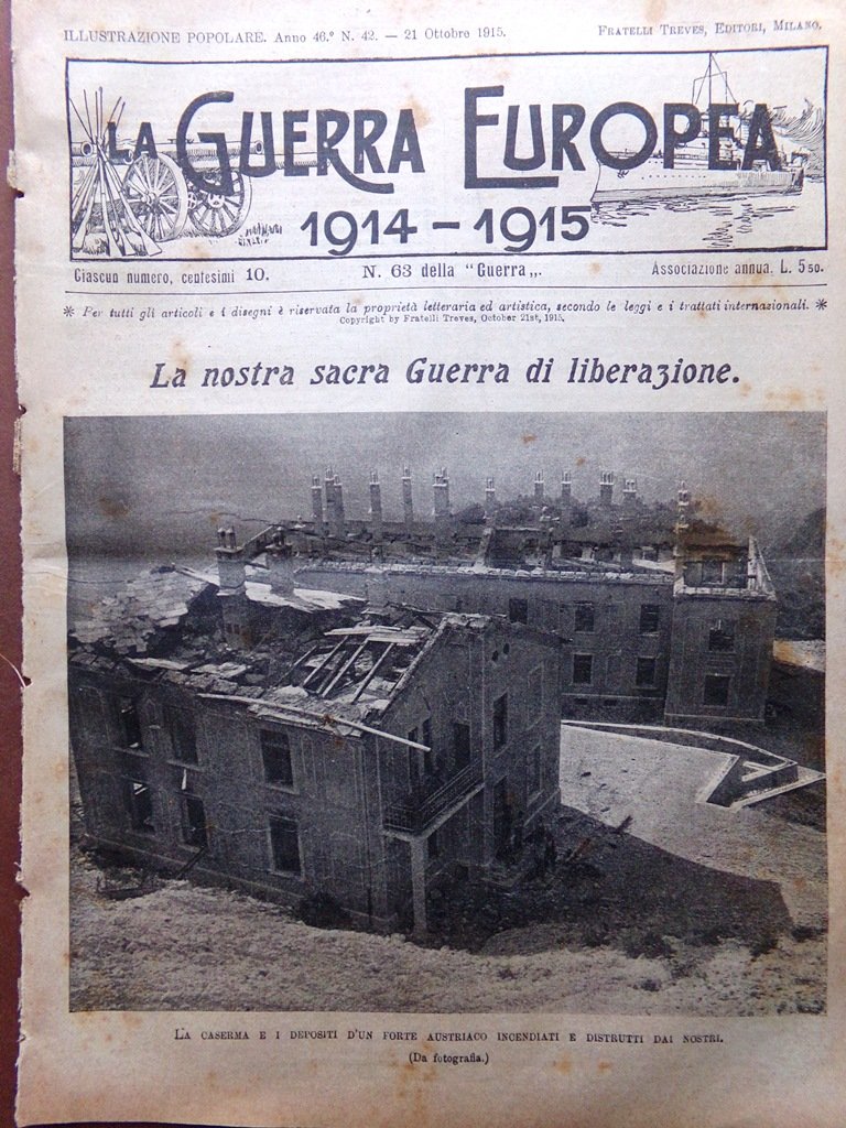 L'Illustrazione Popolare 21 Ottobre 1915 WW1 Carnia Fabre Marconi Bulgaria …