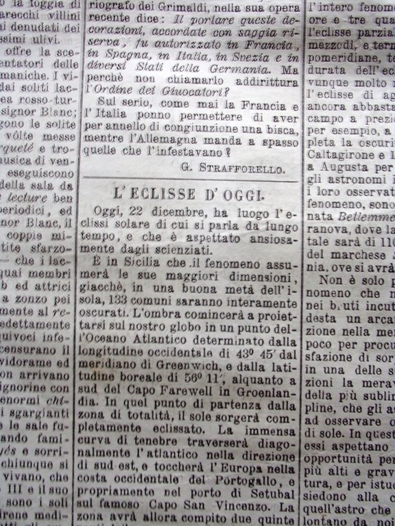 L'illustrazione Popolare 22 Dicembre 1870 Castello Monaco Eclisse Lippi Petrarca