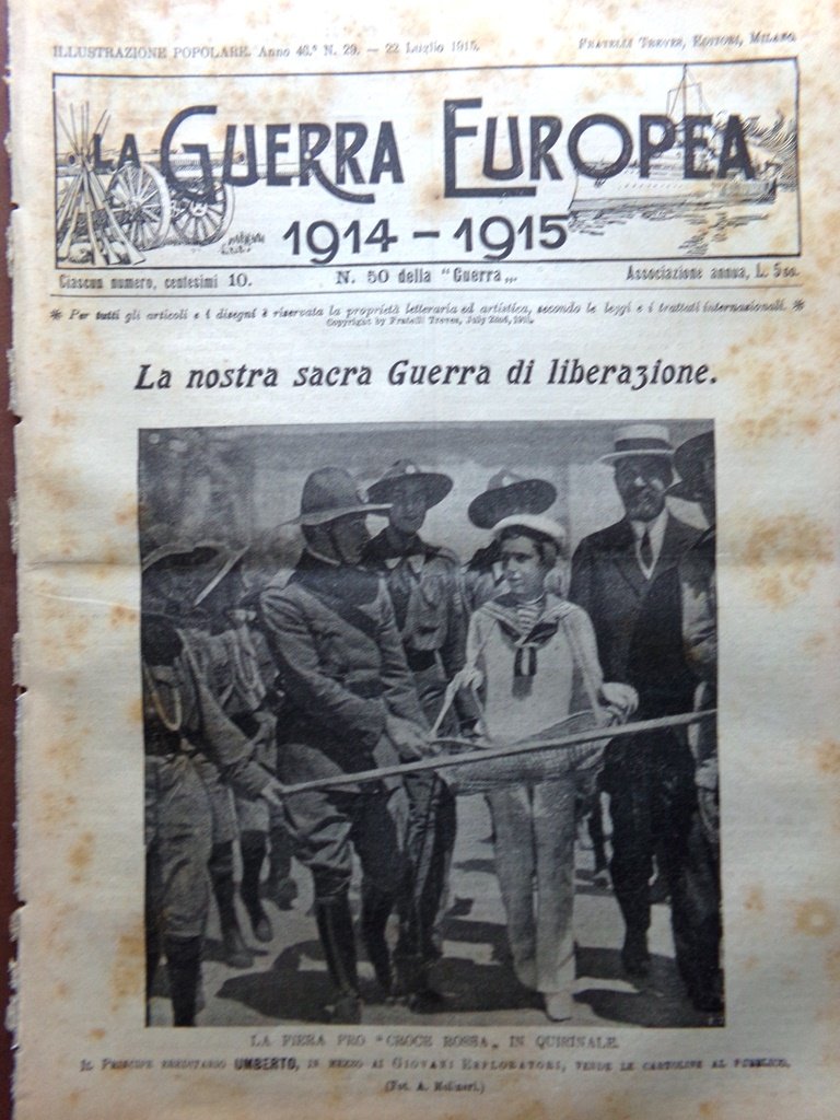 L'Illustrazione Popolare 22 Luglio 1915 WW1 Croce Rossa Ala Miramar …