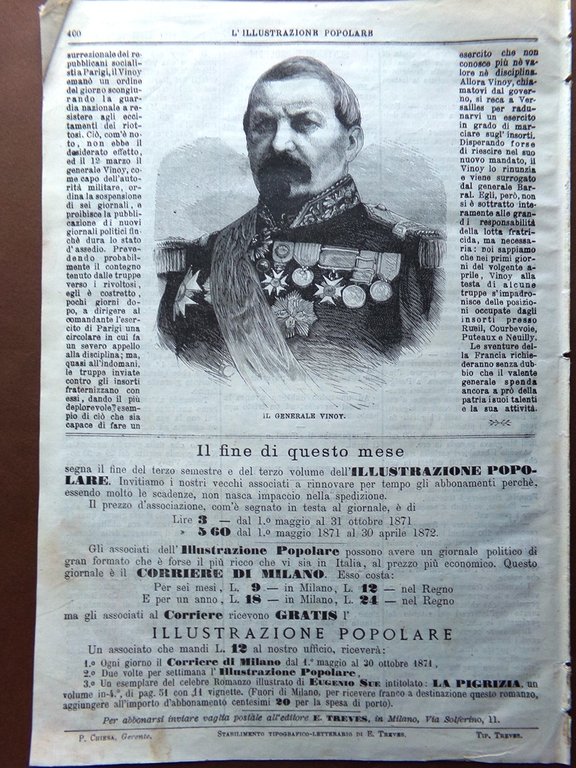 L'illustrazione Popolare 23 Aprile 1871 Giuseppe Verdi Beccari Vinoy Girondini