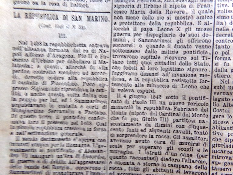 L'illustrazione Popolare 23 Febbraio 1871 Meclemburgo San Marino Carnevale Roma