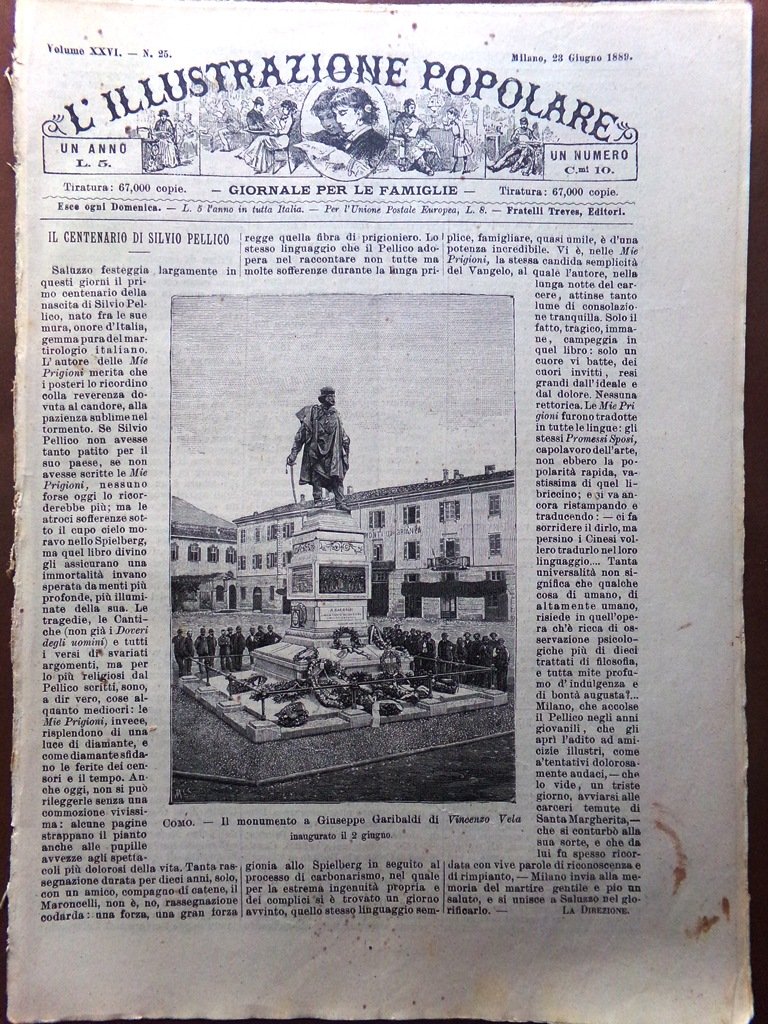 L'illustrazione Popolare 23 Giugno 1889 Gustave Eiffel Torre Silvio Pellico …