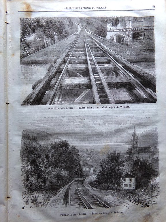 L'Illustrazione Popolare 23 Novembre 1871 Ferrovia Righi Casa Sforza Cotignola