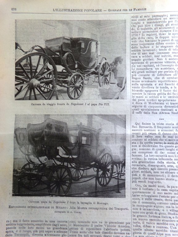 L'illustrazione Popolare 23 Settembre 1906 Pietro Micca Trasporti Milano Bricca