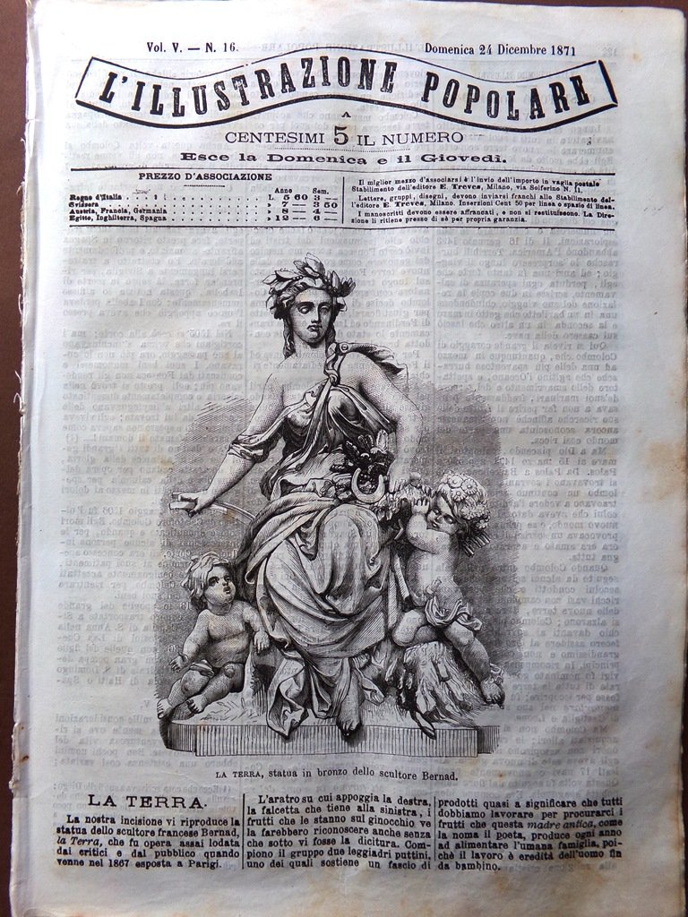 L'Illustrazione Popolare 24 Dicembre 1871 Cristoforo Colombo Natale Albero Ceppo