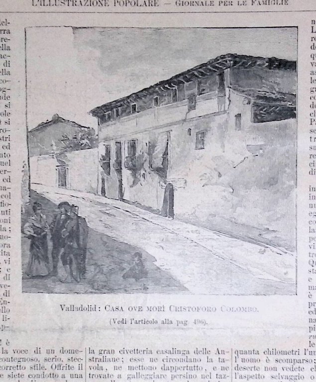 L'Illustrazione Popolare 24 Luglio 1892 Centenario Scoperta America Cornigliano