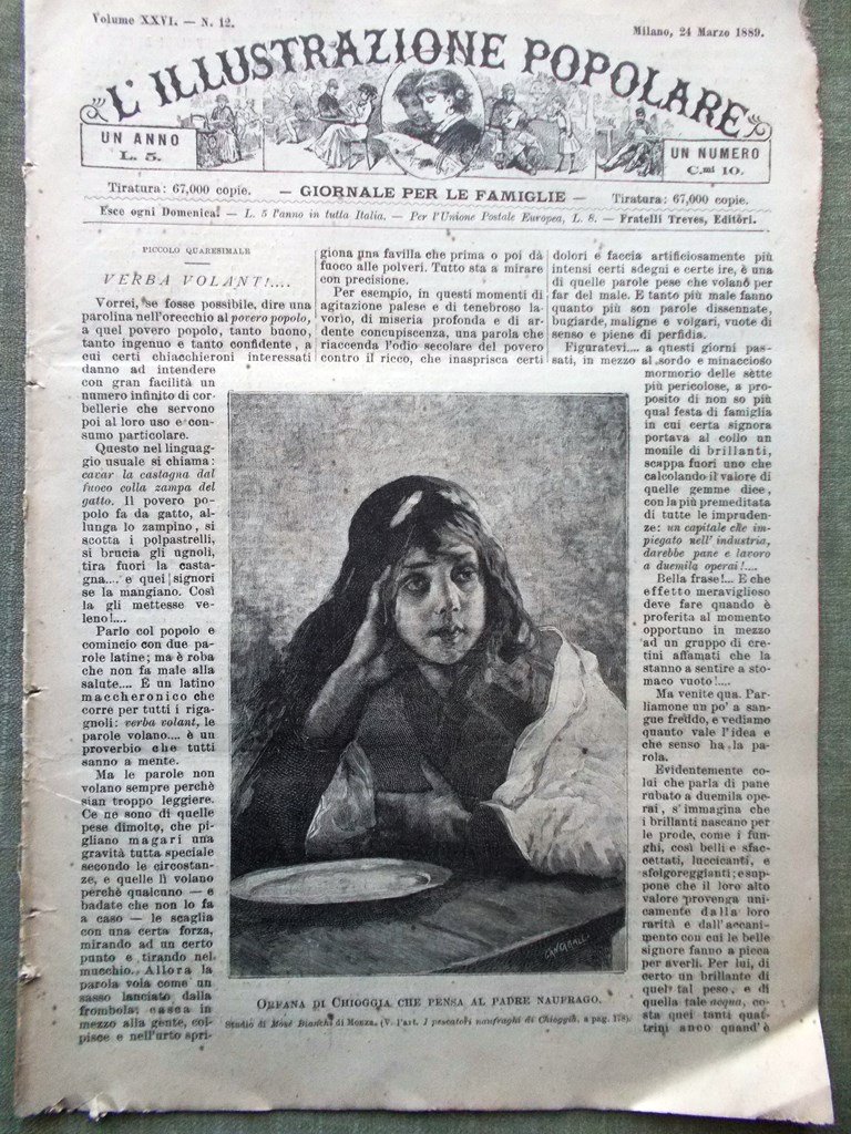 L'illustrazione Popolare 24 Marzo 1889 Paternò Ferrari Testi Gorgomiensi Serbia
