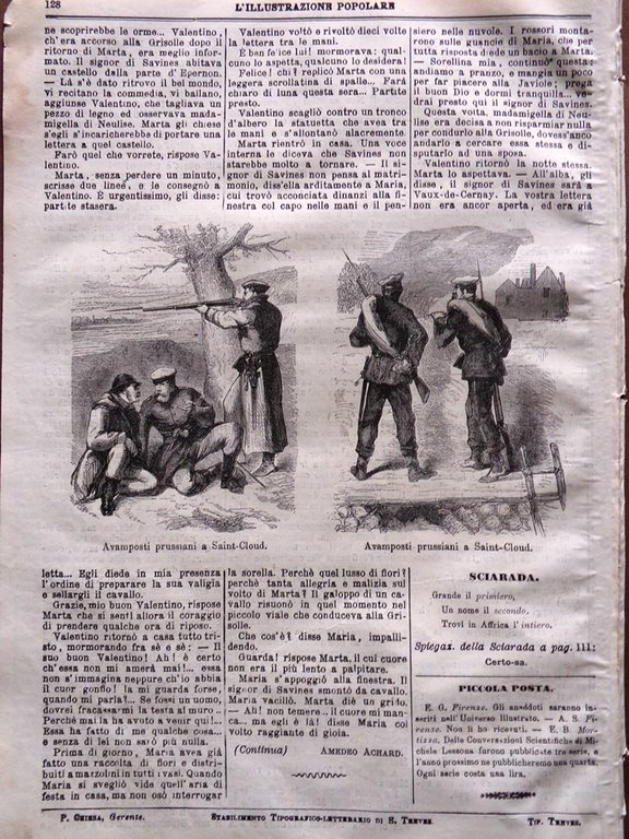 L'illustrazione Popolare 25 Dicembre 1870 Mentone Lippi Natale Scrittura Stampa