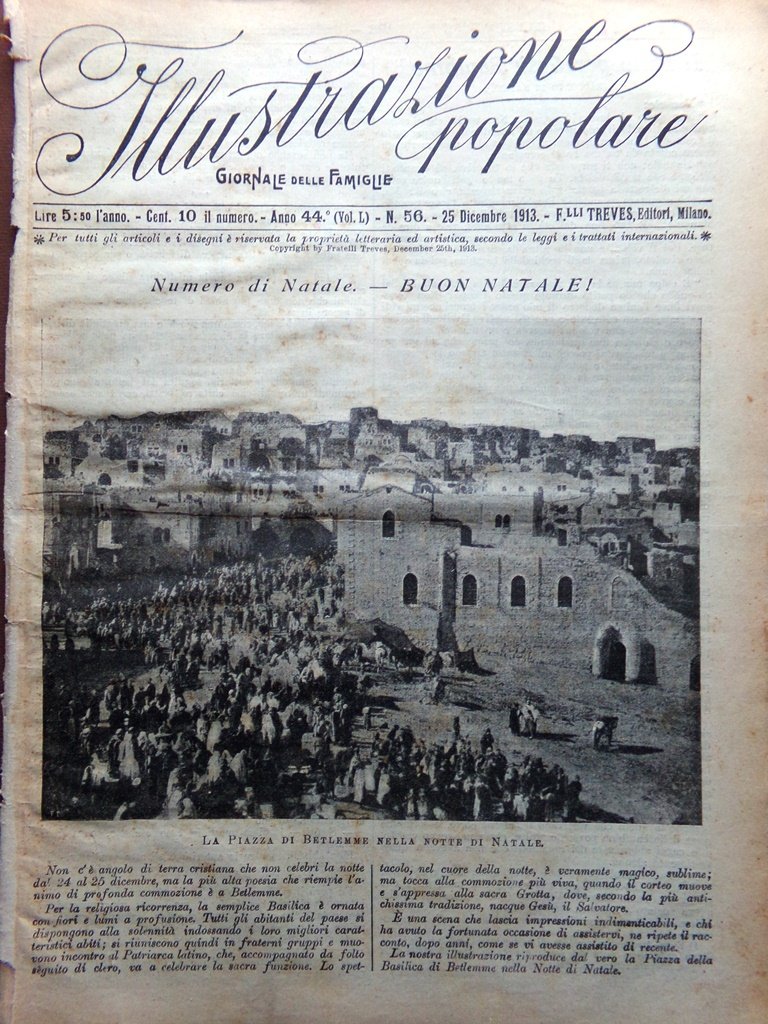 L'Illustrazione Popolare 25 Dicembre 1913 Albero di Natale Infanzia Giocattoli