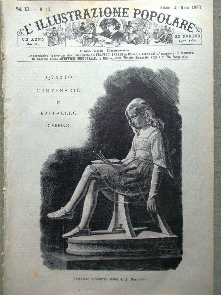 L'illustrazione Popolare 25 Marzo 1883 Centenario Raffaello Sanzio Lepanto Roma