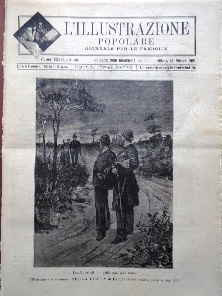 L'illustrazione Popolare 25 Ottobre 1891 Giovanni Caselli Pantelegrafo Manzoni