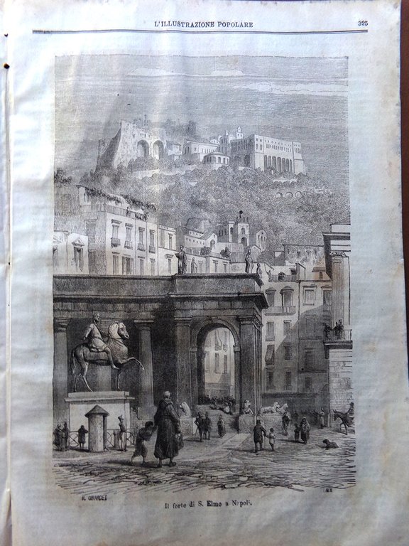 L'illustrazione Popolare 27 Marzo 1870 Sant'Elmo Napoli Carovana Papa Basilica