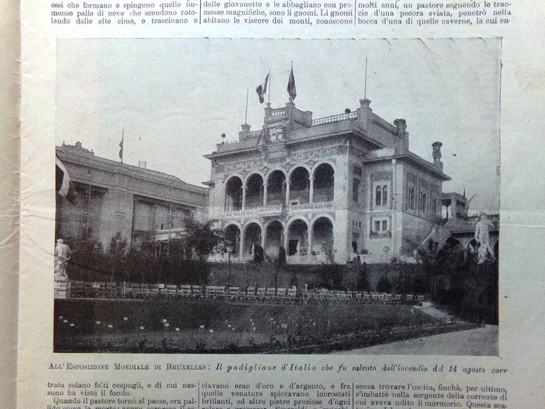 L'Illustrazione Popolare 28 Agosto 1910 Dante Alighieri Esposizione di Bruxelles