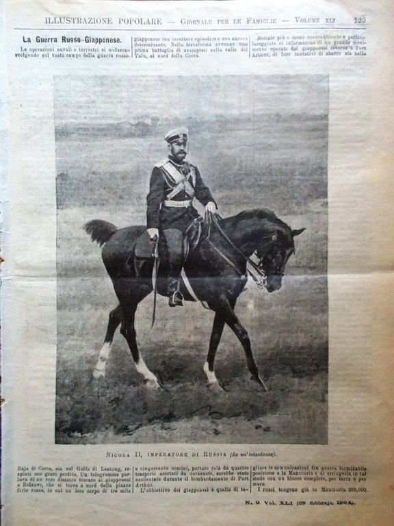L'illustrazione Popolare 28 Febbraio 1904 Gramatica Pezzana Nicola II Corea …