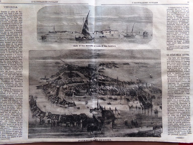 L'illustrazione Popolare 28 Novembre 1869 Ferdinand Lesseps Canale Suez Venezia