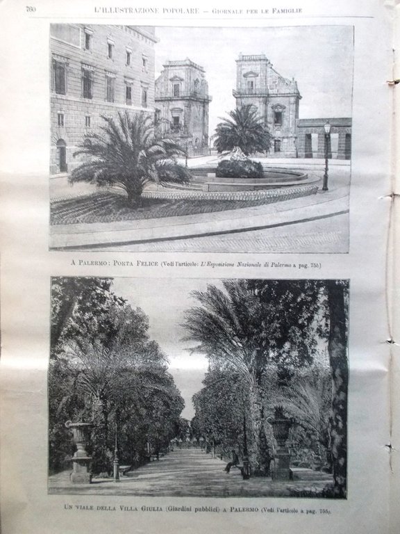 L'illustrazione Popolare 29 Novembre 1891 Palermo Sacerdoti Ammone Ponte Galera