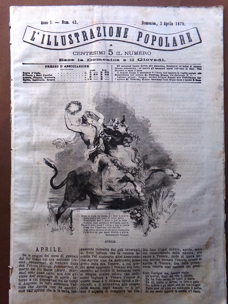 L'illustrazione Popolare 3 Aprile 1870 Artisti Museo Kensington Farfalle Apelle