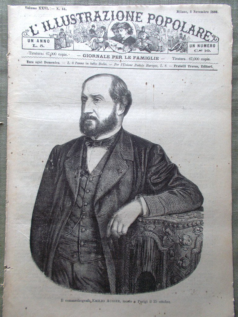 L'illustrazione Popolare 3 Novembre 1889 Emile Augier Cremazione Padiglione Roma