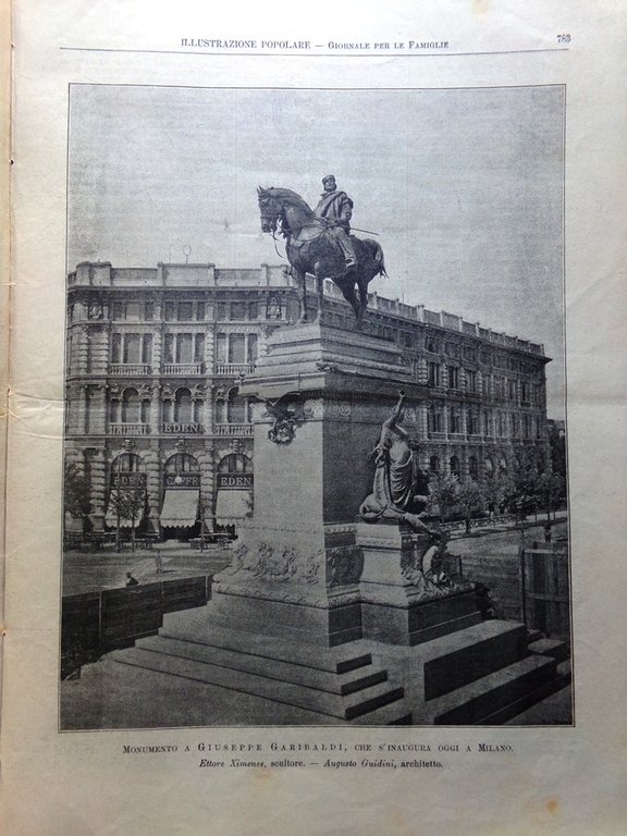 L'Illustrazione Popolare 3 Novembre 1895 Garibaldi Milano Bonghi Foto di …