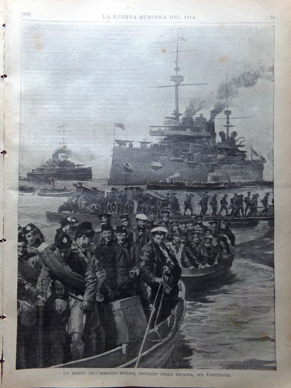 L'Illustrazione Popolare 3 Settembre 1914 WW1 Sbarco Truppe Inglesi Belgio …