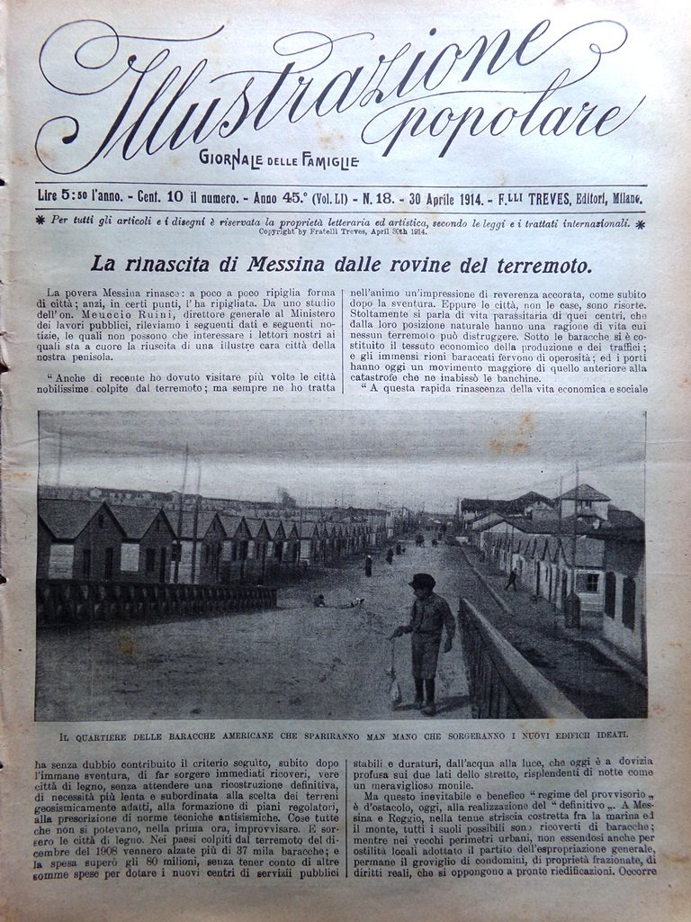 L'Illustrazione Popolare 30 Aprile 1914 Rinascita Messina Liebig Emigranti Heyse