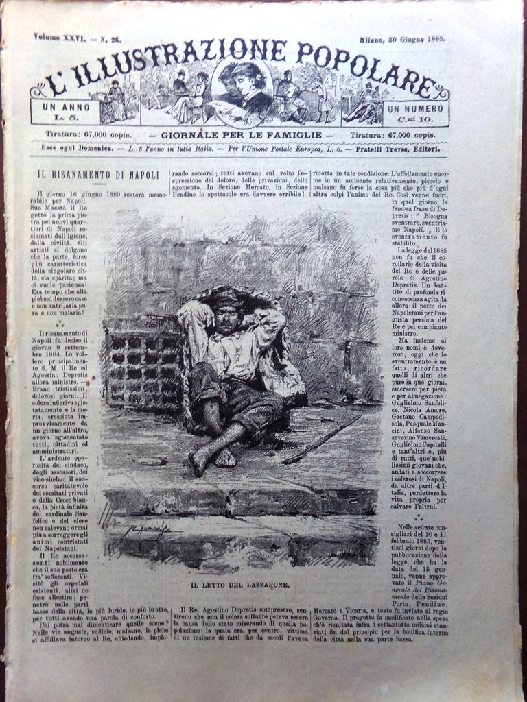 L'illustrazione Popolare 30 Giugno 1889 Quartieri Napoli Lavergne Vulcano Keren